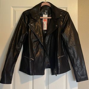Quinn Textured Moto Jacket Black XL Kut From the Kloth